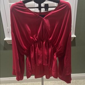 New York & Company Pink Dolman Sleeve Tie Front Blouse